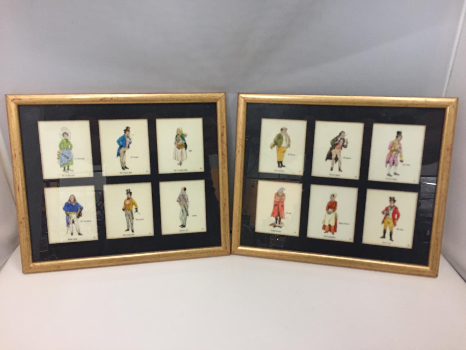 TWO FRAMED PRINTS OF DICKENS NOVELS