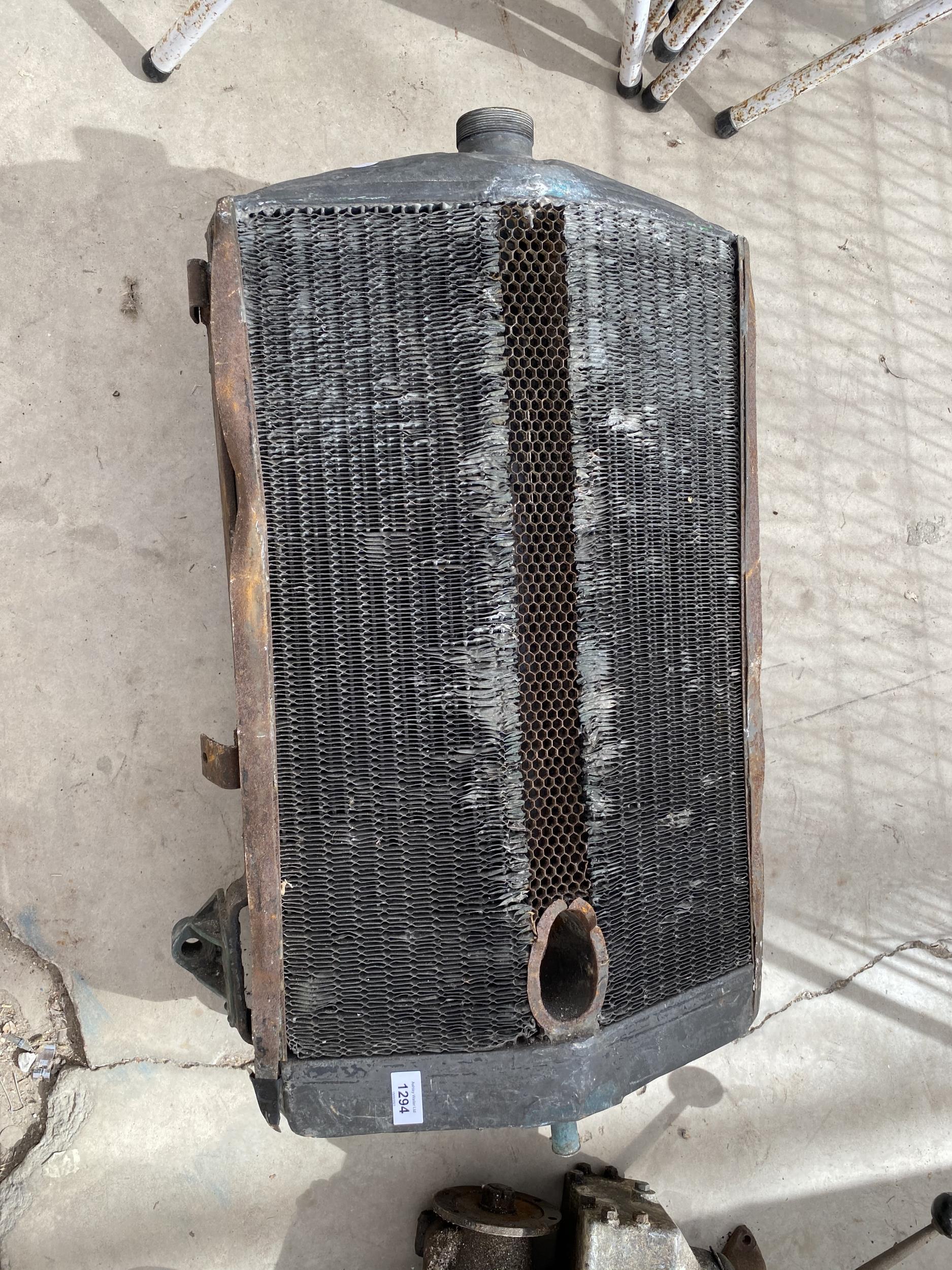 A VINTAGE CAR RADIATOR BELIEVED TO BE FROM A 51 ALVIS