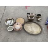 AN ASSORTMENT OF ITEMS TO INCLUDE EPNS COFFEE SET AND TRAY ETC
