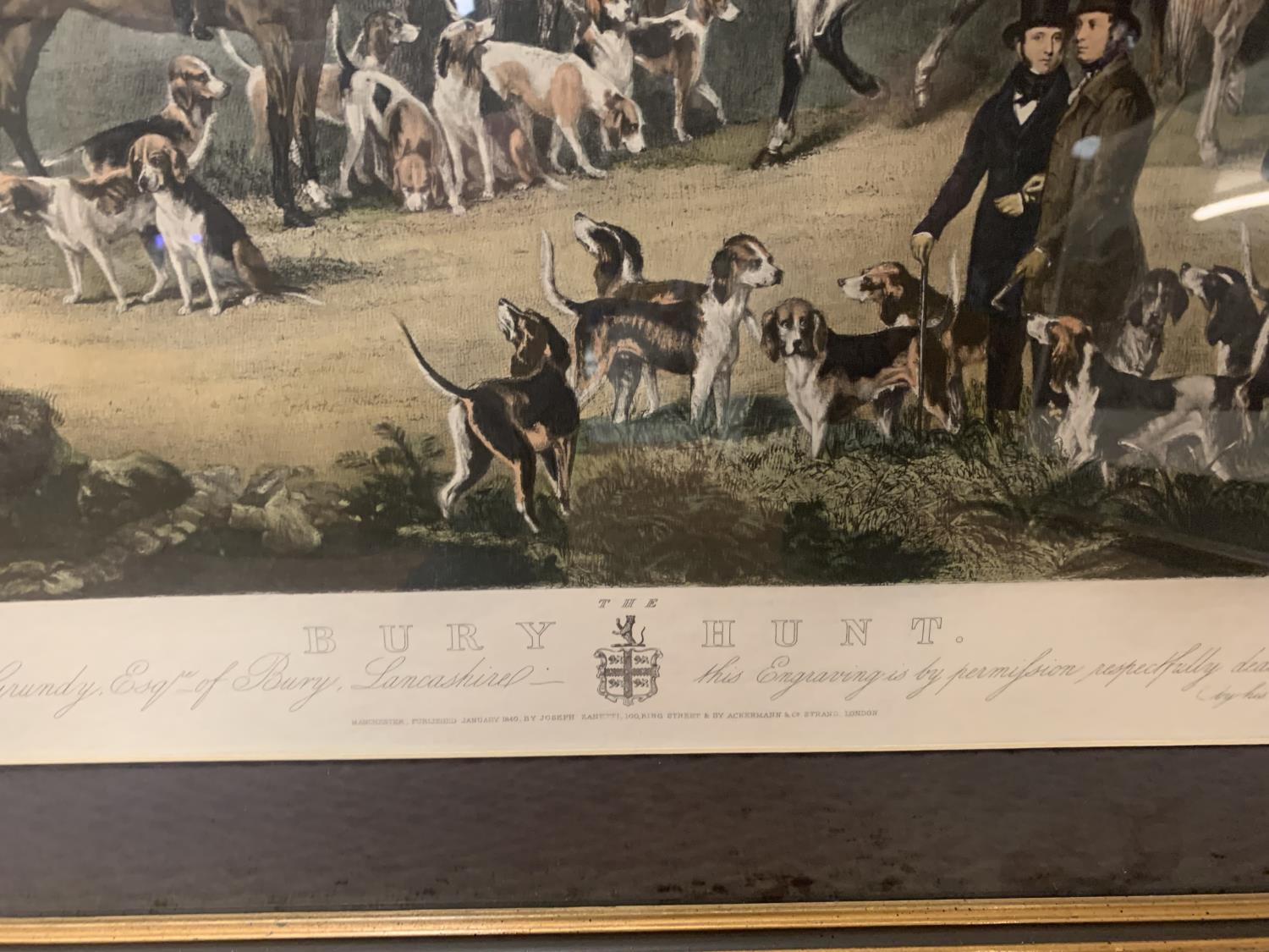 A FRAMED COLOURED ETCHING OF THE BURY HUNT - Bild 5 aus 8