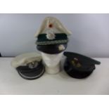 THREE GERMAN PEAKED CAPS, SIZE 54/55