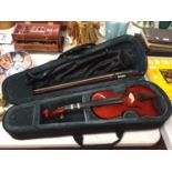 AN ALLIERI VIOLIN AND BOW IN A CASE