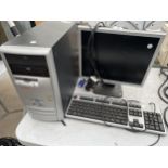 AN ASSORTMENT OF COMPUTER ITEMS TO INCLUDE A HARDDRIVE, MONITOR AND KEYBOARD ETC