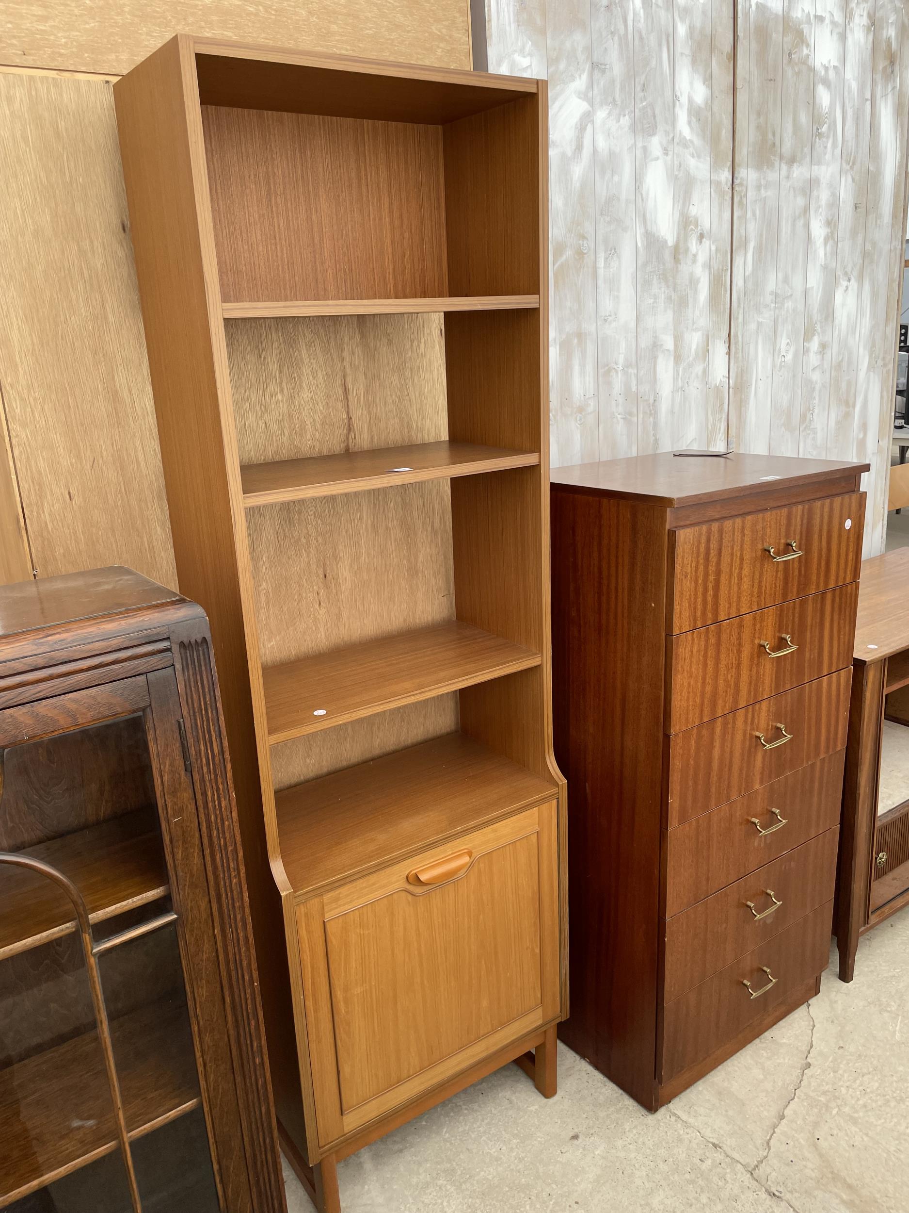 A NARROW RETRO TEAK STATEROOM (STONEHILL FURNITURE LTD) UNIT, 21.5" WIDE