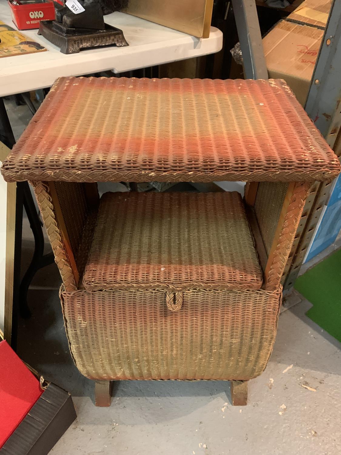 A 1930'S LLOYD LOOM STYLE BEDSIDE TABLE WITH STORAGE - Image 2 of 4