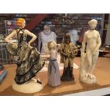 FOUR FIGURINES TO INCLUDE A LLADRO FIGUIRINE