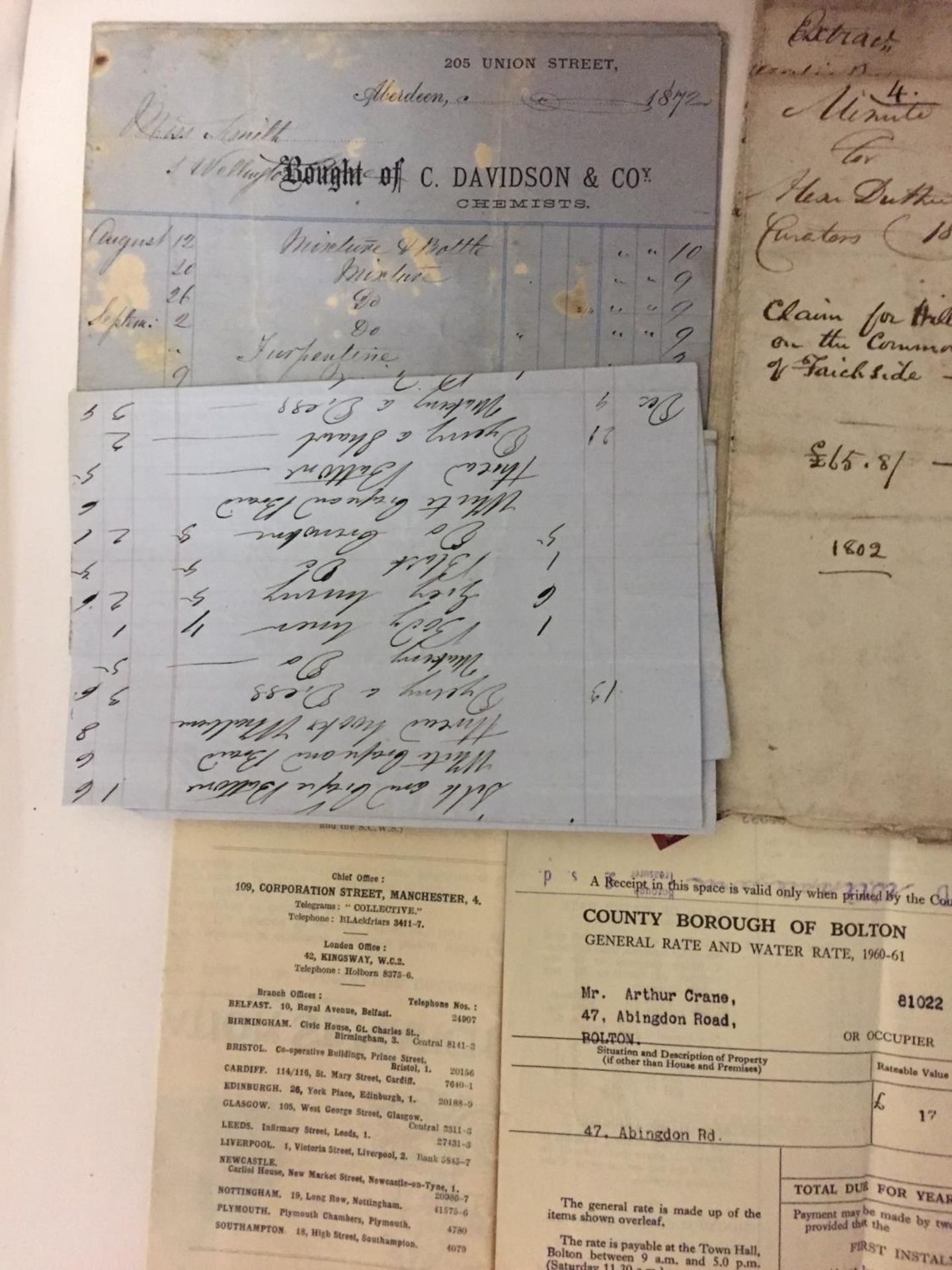 VARIOUS EPHEMERA TO INCLUDE 19TH/20TH CENTURY LEGAL DOCUMNETS - CONTRACTS, WILLS, ACCOUNTS, POLICIES - Image 3 of 12