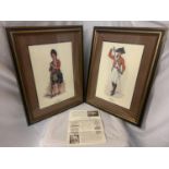 TWO FRAMED PICTURES OF ROYAL WELSH FUSILIERS AND HIGHLAND REGIMENT