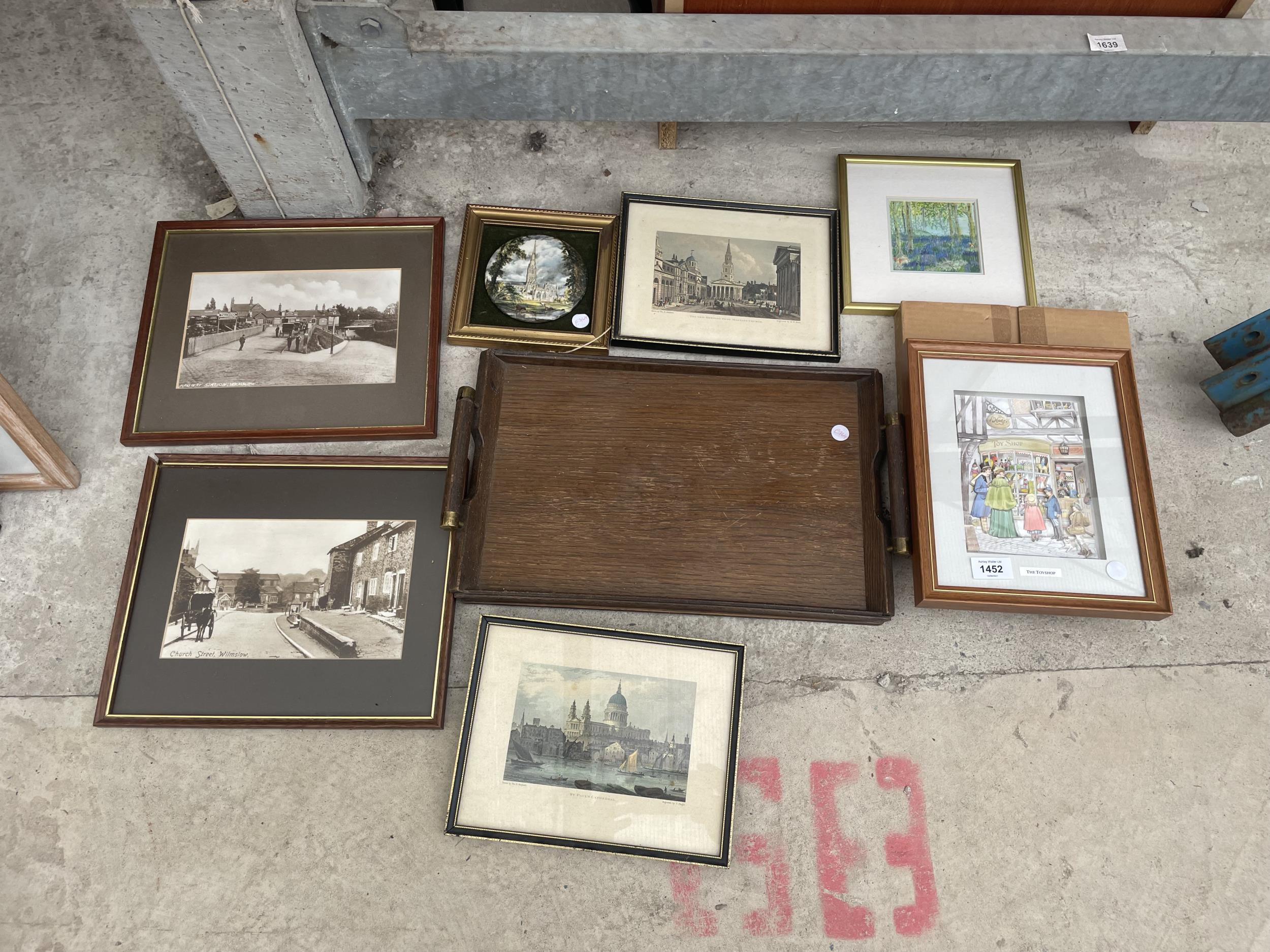 ANM ASSORTMENT OF FRAMED PRINTS AND PICTURES TO INCLUDE A WOODEN TRAY