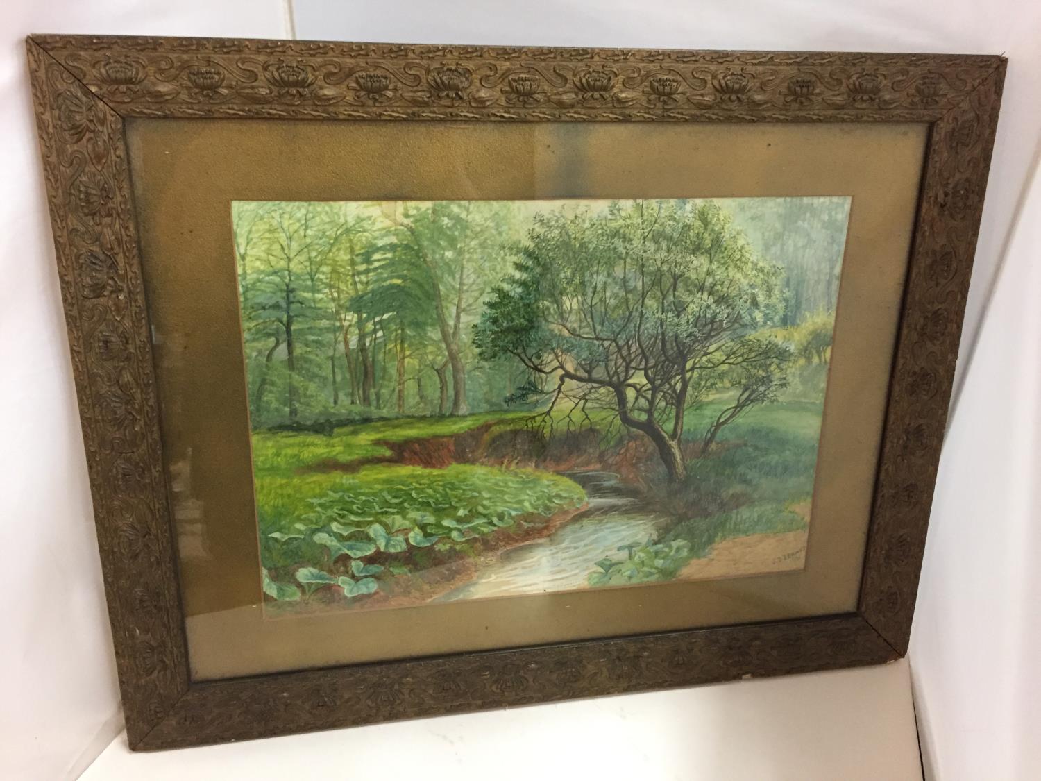 A FRAMED PRINT OF TREES IN A WOODLAND SETTING SIGNED J D BERWICK 1901 - Bild 2 aus 6