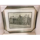 A FRAMED PRINT OF FARNWORTH GRAMMAR SCHOOL SIGNED L A CLIFF 99