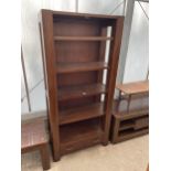 OCEANS APART FIVE TIER OPEN DISPLAY SHELVES WIWTH GLASS SIDE PANELS AND DRAWER TO THE BASE, 35" WIDE