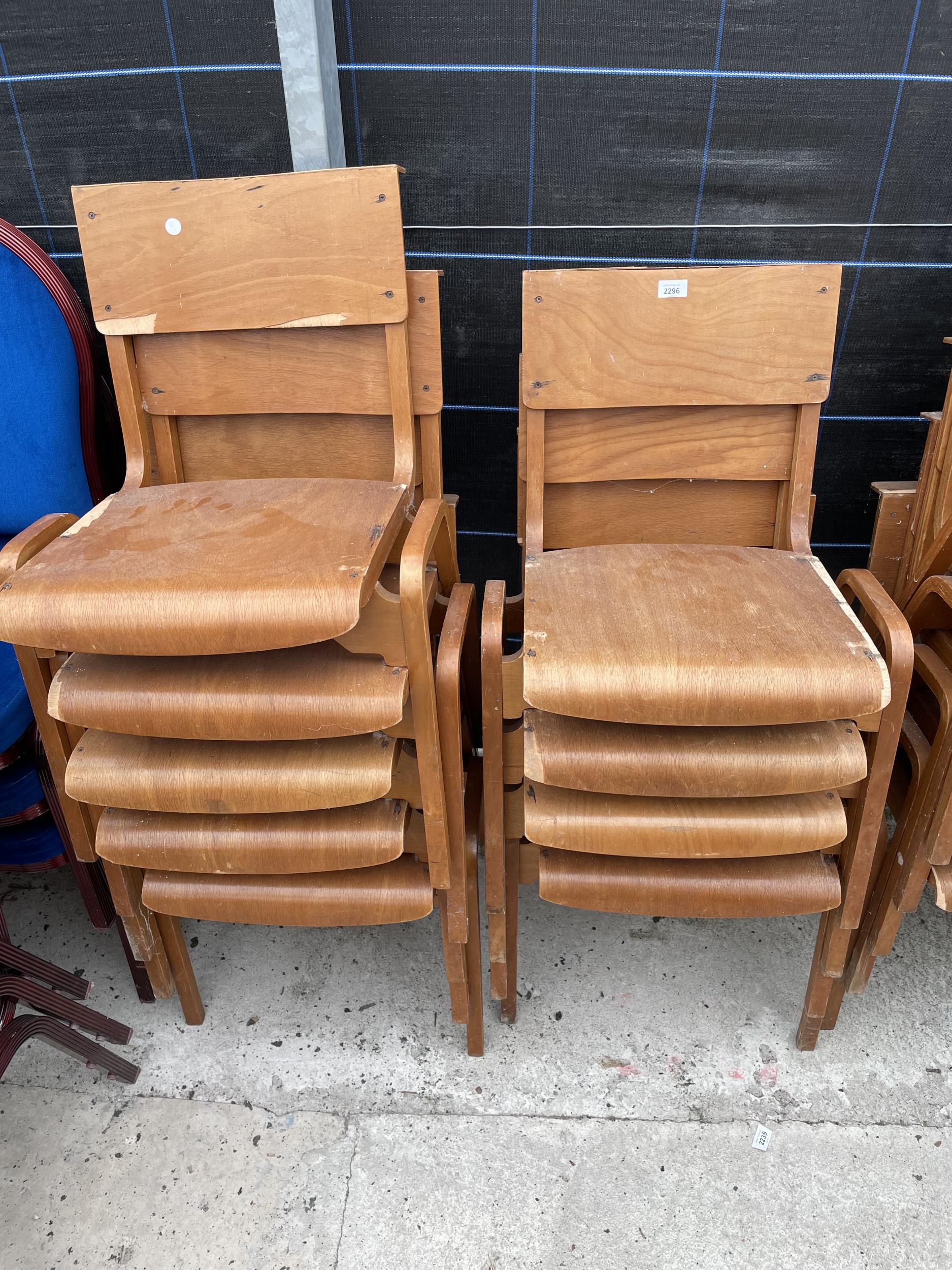 NINE WOODEN STACKING CHAIRS BY TECTA FURNITURE