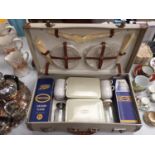 A VINTAGE FOUR PERSON PICNIC SET IN CARRY CASE