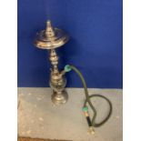 A CHROME AND GLASS SHISHA HOOKAH PIPE, HEIGHT APPROX 70CM