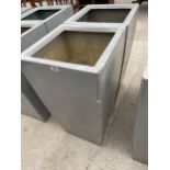 TWO LARGE GREY PLASTIC PLANTERS