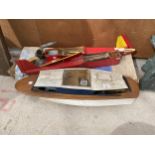 A VINTAGE MODEL BOAT AND MODEL AREOPLANE PARTS
