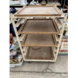 A VINTAGE FOUR TIERED POTTERS/BAKERS TROLLEY