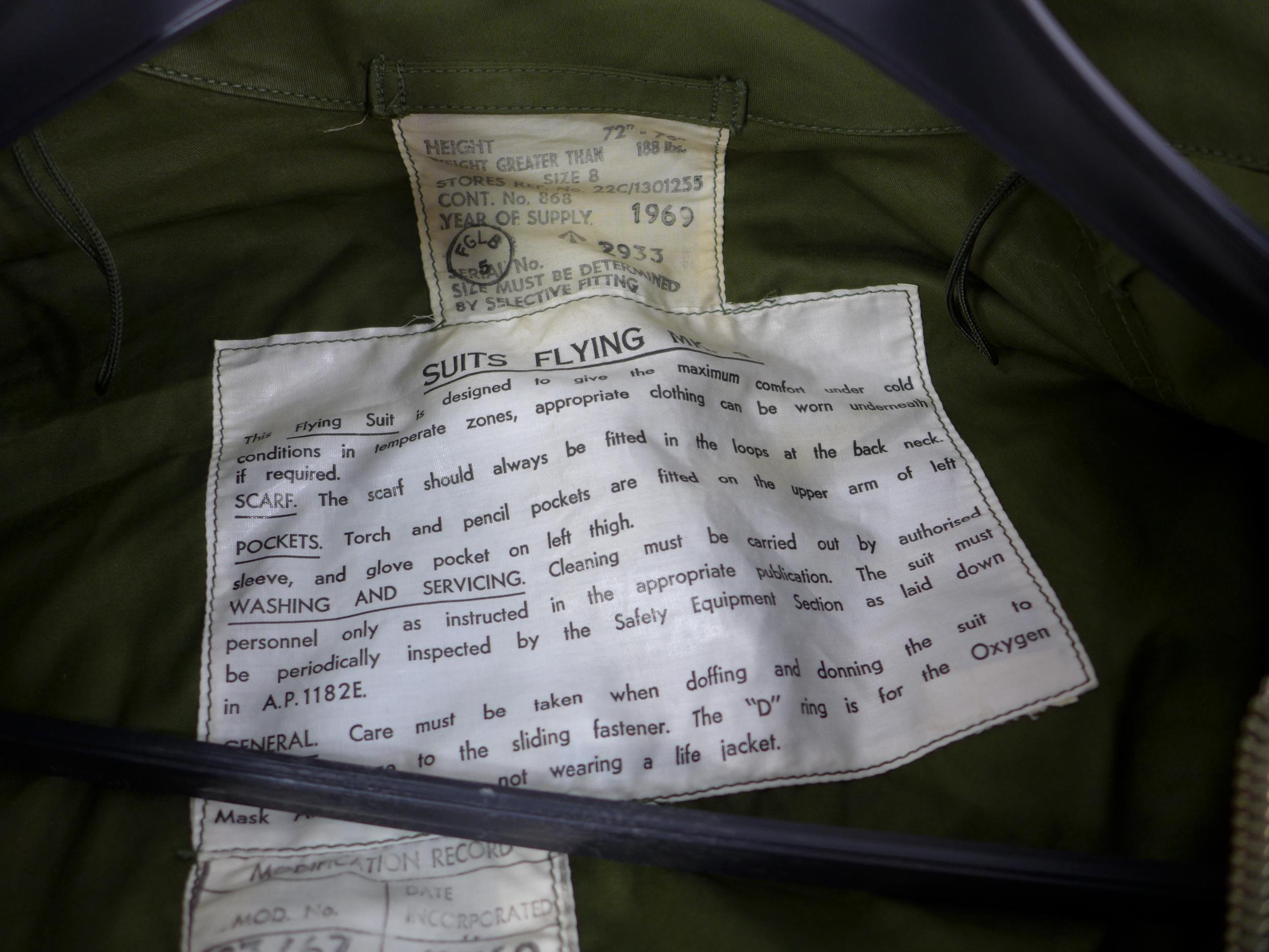 TWO RAF FLYING OVERALLS MARK 9 DATED 1969, SIZE 8 AND SIZE 7 (2) - Image 2 of 4