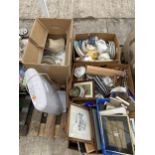 AN ASSORTMENT OF HOUSEHOLD CLEARANCE ITEMS TO INCLUDE CERAMICS, PICTURES AND A HEATER ETC