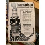 A METAL CHAMPION SPARK PLUGS SIGN