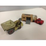 A DINKY MODEL MUIR-HILL DUMPER NO.562 1949-1954 AND A MATCH BOX KINGSIZE ARTICULATED HORSE VAN