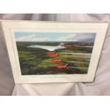 A FRAMED SIGNED LIMITED EDITION 200/400 COLONIAL PRINT OF THE JUBILEE FLIGHT BY STEPHEN BROWN 39CM X