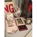 A COLLECTION OF ITEMS TO INCLUDE JULIANA COLLECTIONS PEGASUS, CLOCKS, SMALL PICTURES ETC