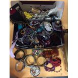 A LARGE BOX OF COSTUME JEWELLERY