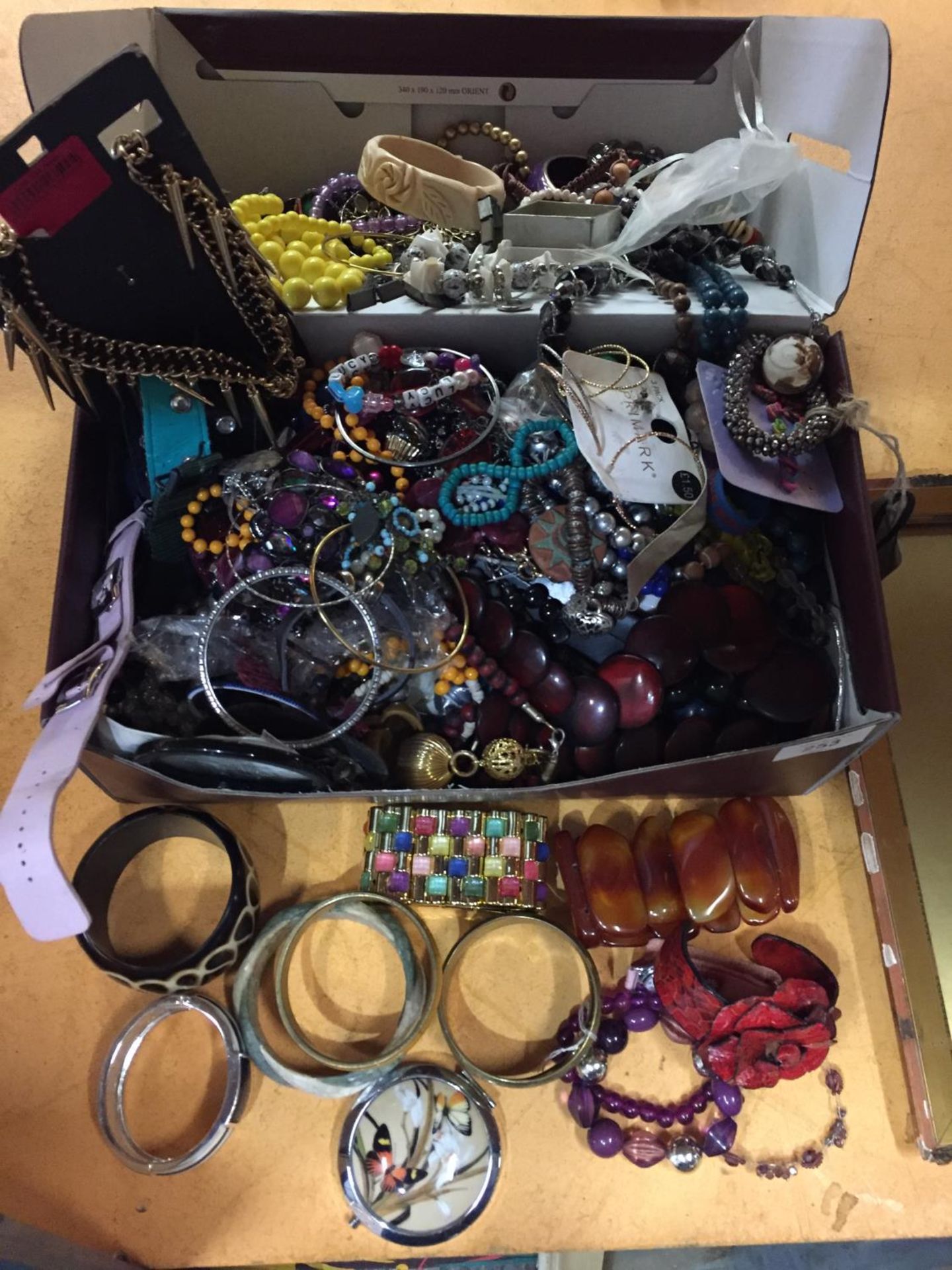 A LARGE BOX OF COSTUME JEWELLERY