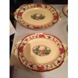 TWO LAWLEY POTTERY SERVING PLATES