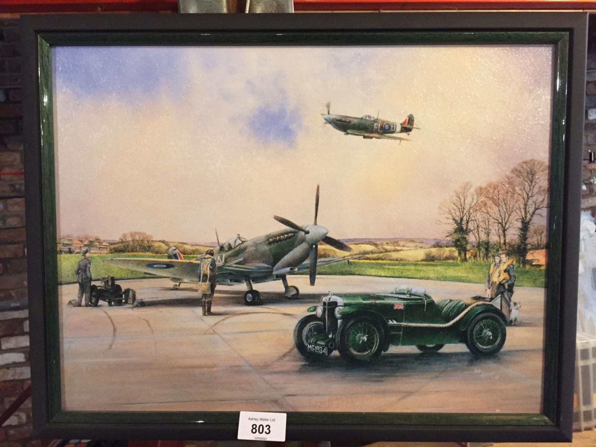 A FRAMED PICTURE OF A WARTIME AERODROME - Image 2 of 4