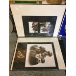 TWO LARGE MOUNTED PRINTS OF THE BEATLES IN ART FOLDERS