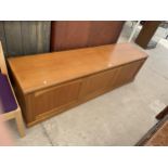 A RETRO TEAK LOW SIDEBOARD BY S.FORM (JAMES.H.SUTCLIFFE & SONS LTD), 69.5" WIDE