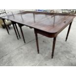 A 19TH CENTURY MAHOGANY D-END DINING TABLE ON TURNED LEGS 101" X 44" FULLY EXTENDED