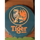 A TIGER BEER BOTTLE CAP WALL HANGING SIGN