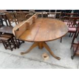 A VICTORIAN STYLE PINE TRIPOD TABLE 48" WITH A 6" EXTRA LEAF