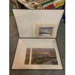 TWO PRINTS OF 'FAMILY IN SPRING LANE' BY HELEN BRADLEY AND TWO SMALLER PRINTS MOUNTED IN LARGE ART