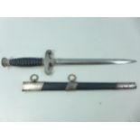 A RARE WWII NAZI GERMANY LAND CUSTOMS DAGGER, 25CM DOUBLE EDGED BLADE, COMPLETE WITH SCABBARD,