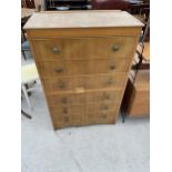 A MID 20TH CENTURY OAK CHEST OF SIX DRAWERS 31.5" WIDE