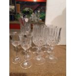 VARIOUS CUT GLASS GLASSES TO INCLUDE WINE AND CHAMPAGNE