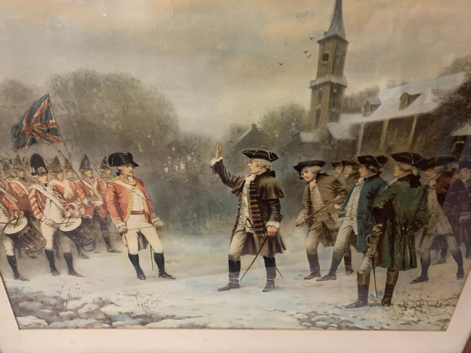 A FRAMED PICTURE OF THE RED COATS AND PATRIOTS AMERICAN REVOLUTIONARY WAR - Image 3 of 6