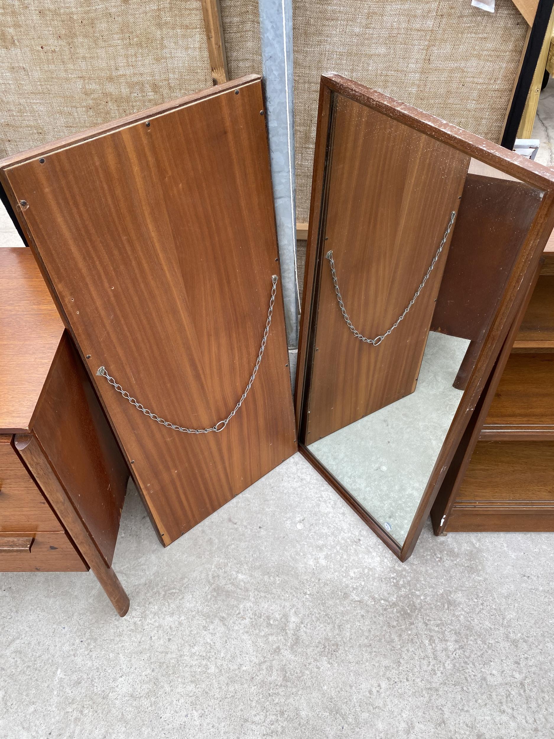 TWO RETRO TEAK FRAMED WALL MIRRORS 17"X38" - Image 5 of 5