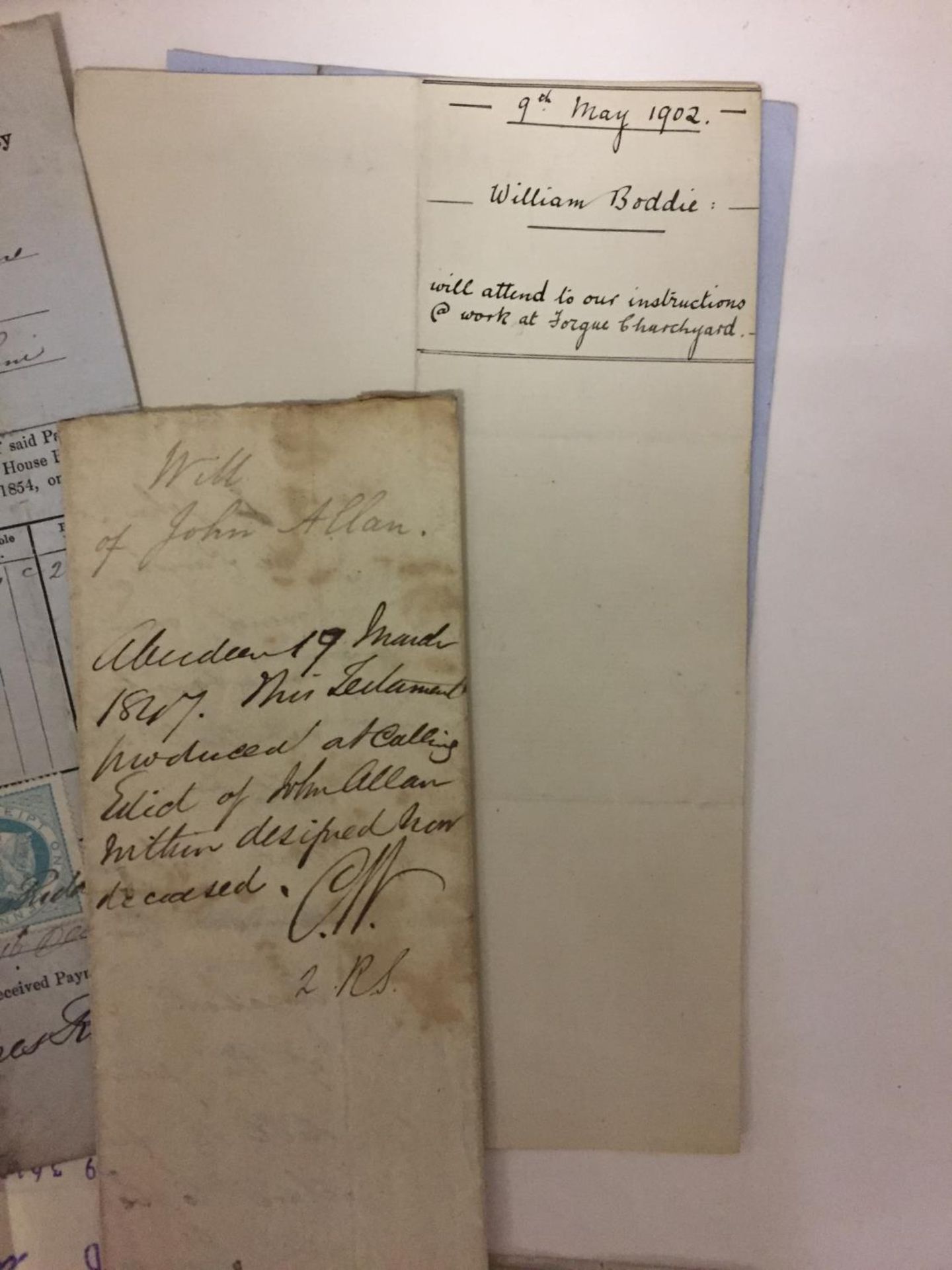 VARIOUS EPHEMERA TO INCLUDE 19TH/20TH CENTURY LEGAL DOCUMNETS - CONTRACTS, WILLS, ACCOUNTS, POLICIES - Image 7 of 12