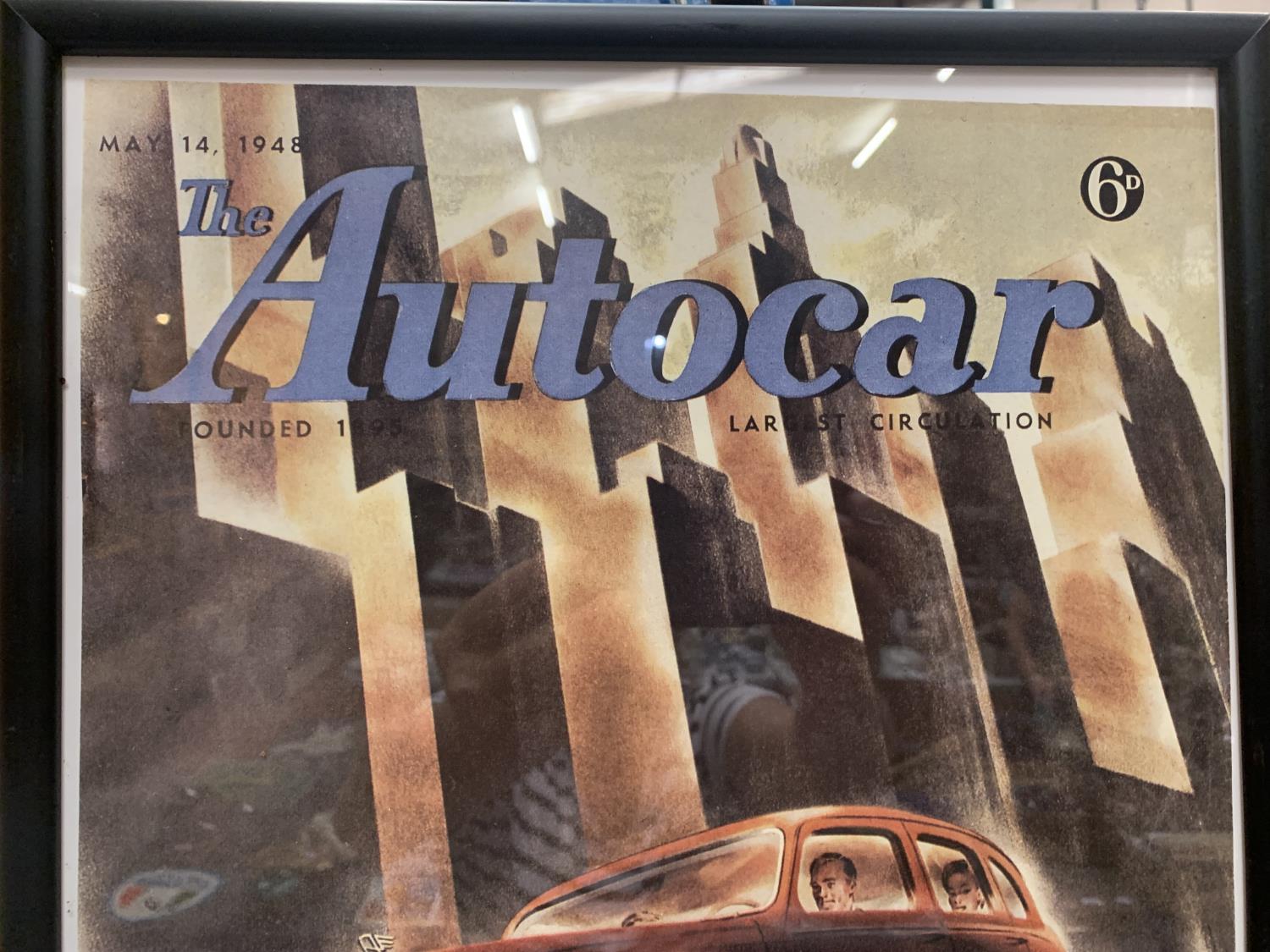 A FRAMED 'THE AUTOCAR' AUSTIN BRITAIN TO BROADWAY POSTER MAY 14TH 1948 44CM X 31.5CM - Image 3 of 3