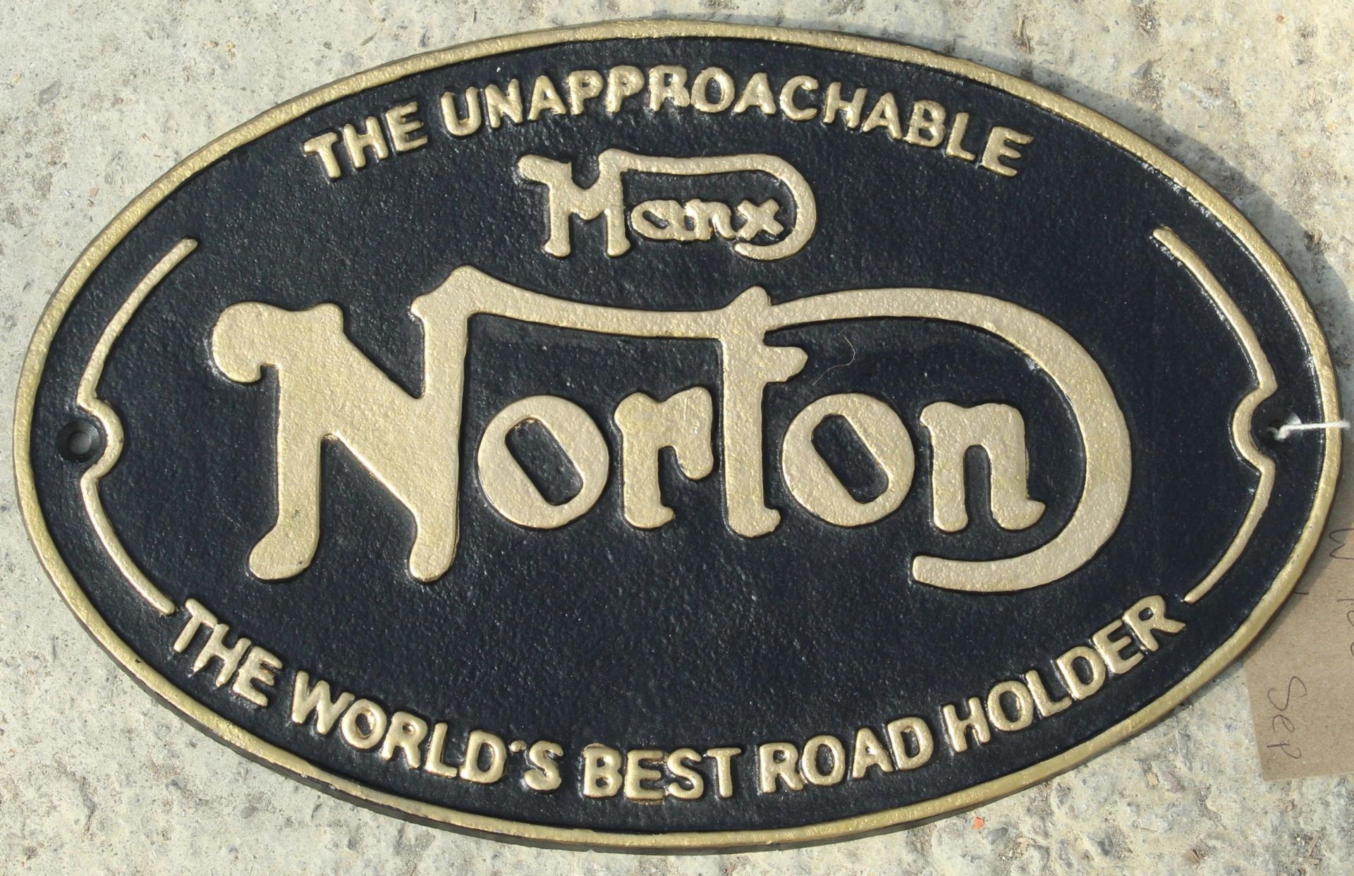 CAST IRON NORTON BLACK & GOLD SIGN NO VAT