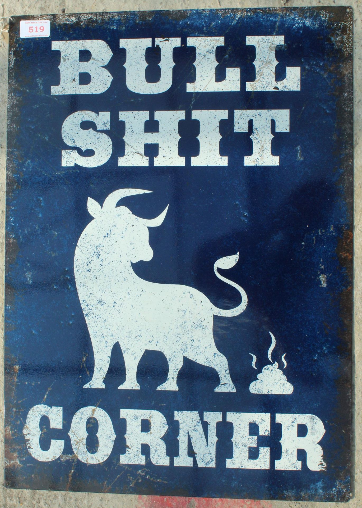 THE BULL CORNER TIN SIGN NO VAT