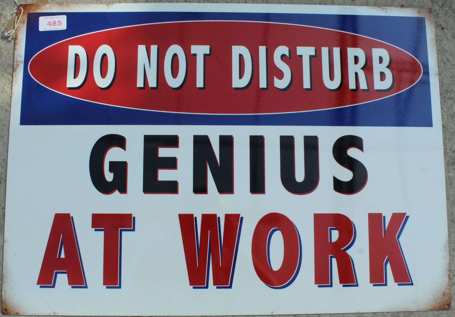 DON'T DISTURB GENIUS AT WORK SIGN NO VAT