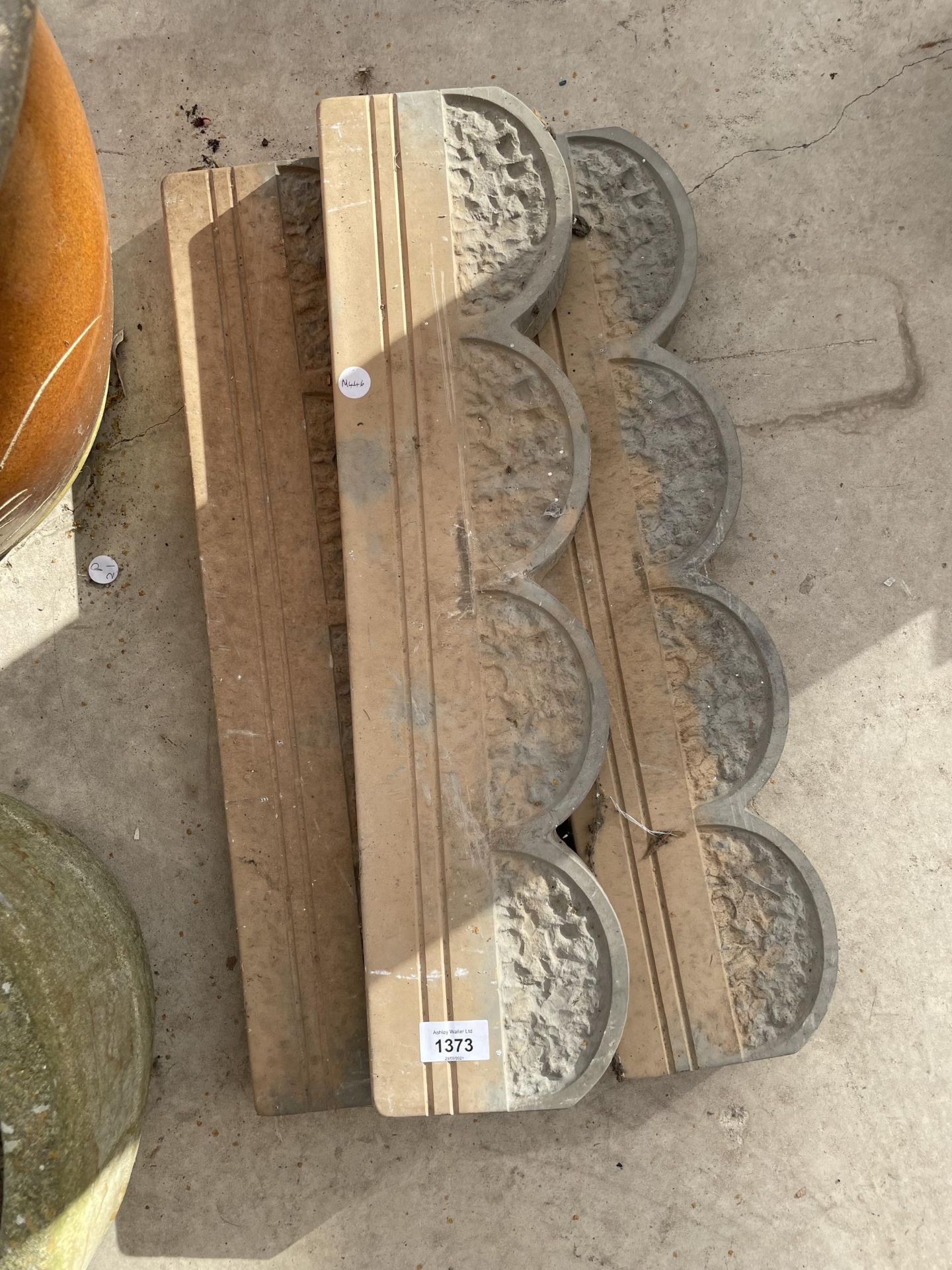 TWO STONEWARE PLANTERS AND THREE SECTIONS OF EDGING STONES - Image 3 of 3