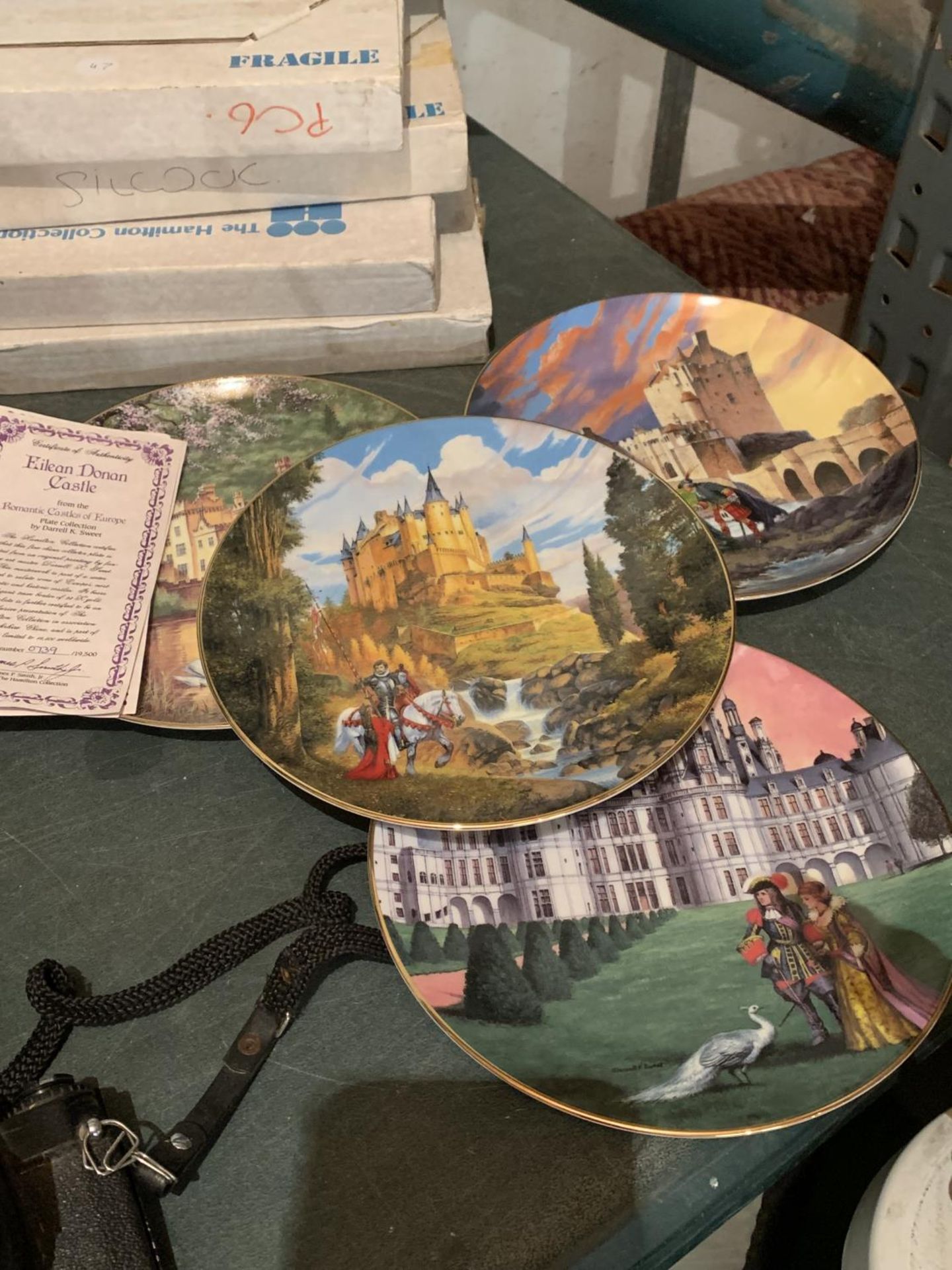 FOUR BOXED HAMILTON COLLECTORS PLATES OF CASTLES